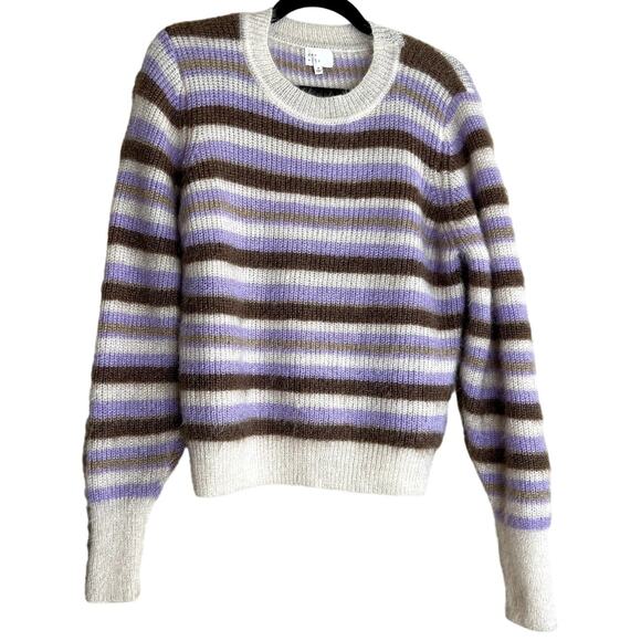 Dee Elly Sweater Women Medium Striped Fuzzy Style #SEDK421IMK Cozy Comfy Fall - Picture 1 of 8